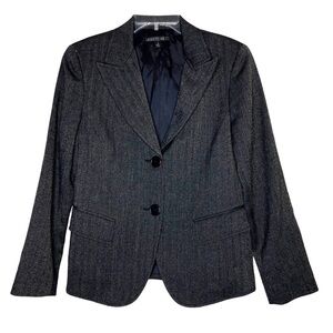 NEW - LAFAYETTE 148 Virgin Wool Navy & Gold Metallic Button Front Blazer -Size 6